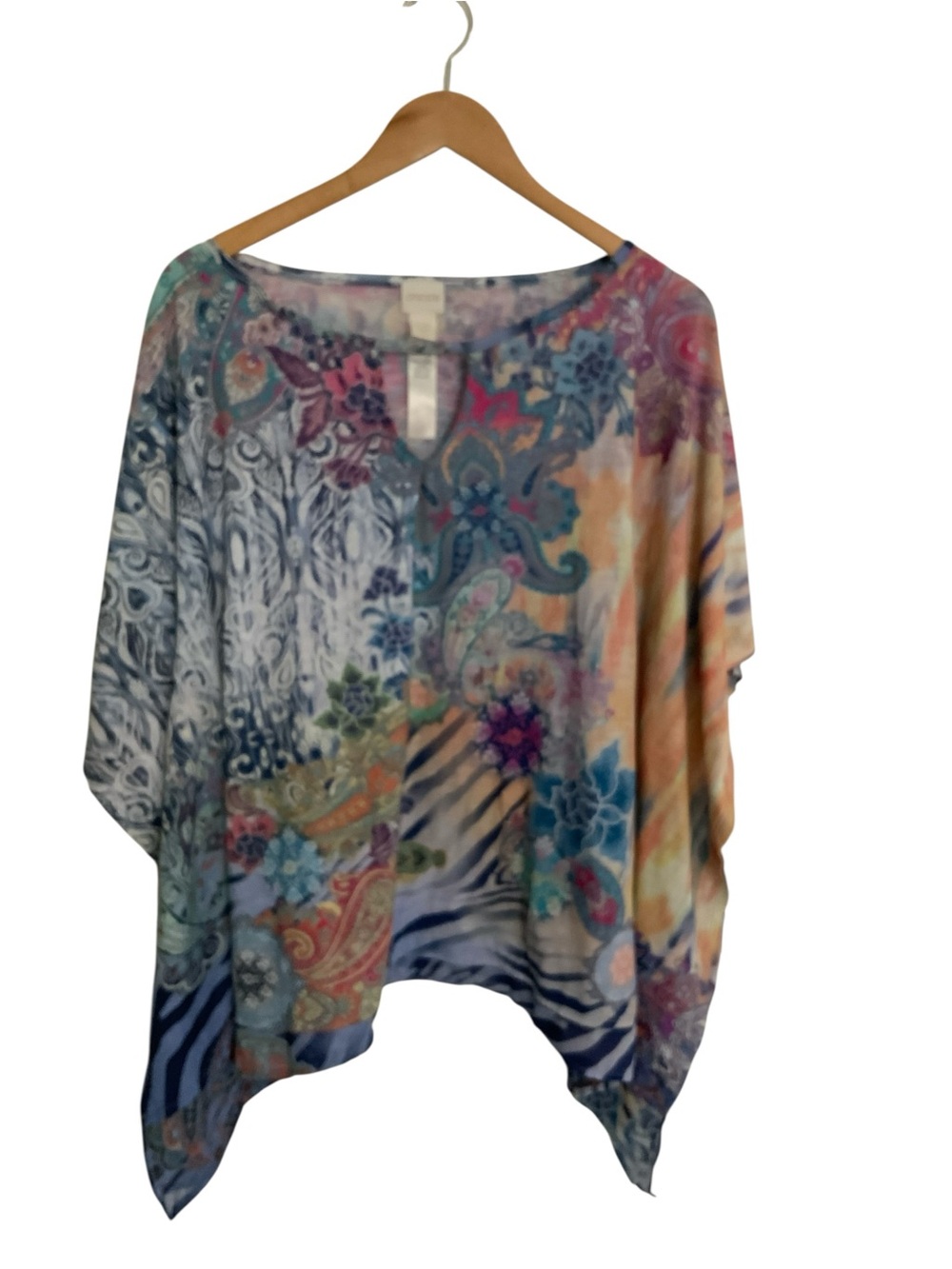 Chico's Multicolor Paisley & Watercolor Stripe Tunic  Butterfly S/M